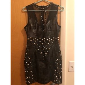Boohoo Edgy Black Faux Leather Stud Dress